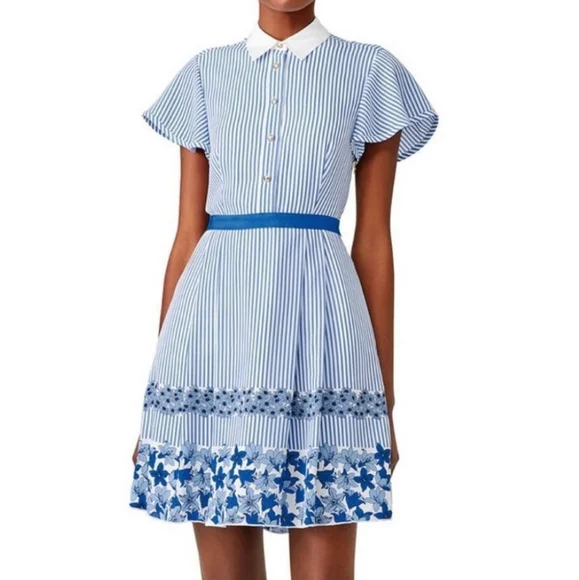 draper james blue and white striped dress Minka Stripe Hand Dye Lace Maxi Dress- Women's Designer Luxury Dresses